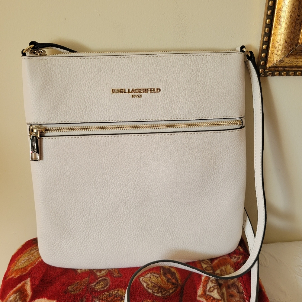Karl Lagerfeld pari bouquet leather crossbody in storm cloud.